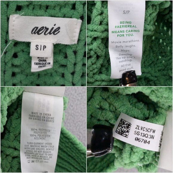 Aerie Cable Care Sweater Womens Green Chunky Knit 1/4 Zip Oversized Size S - Picture 4 of 8